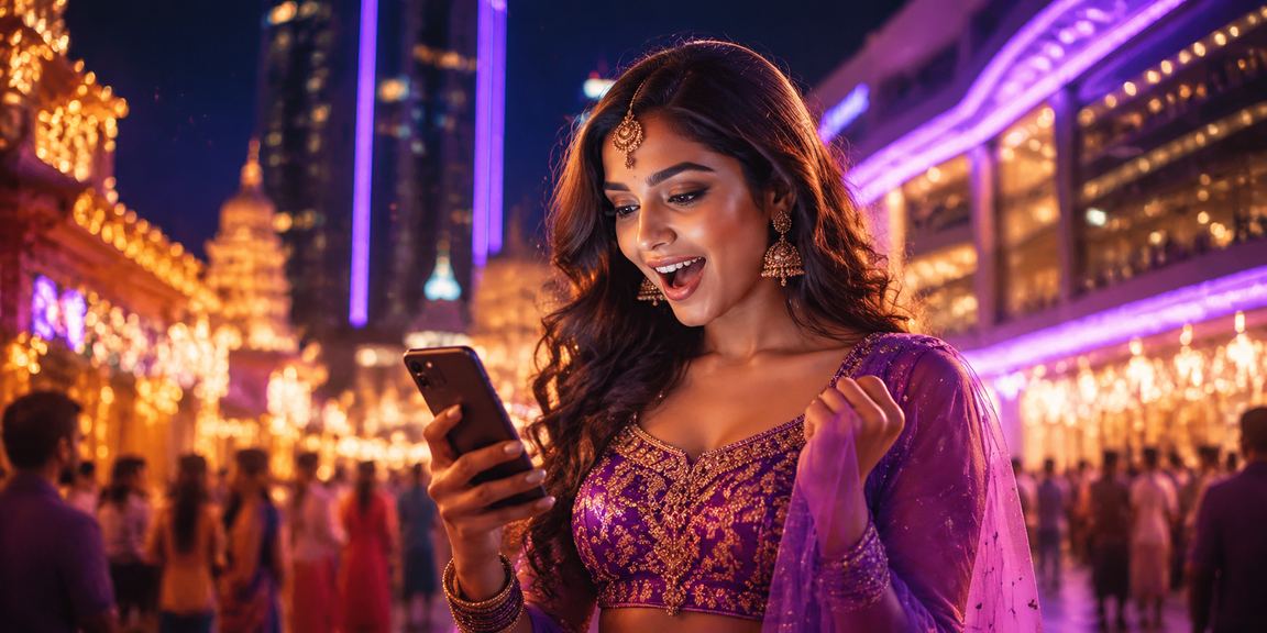 Players enjoying live casino games at an India night market
